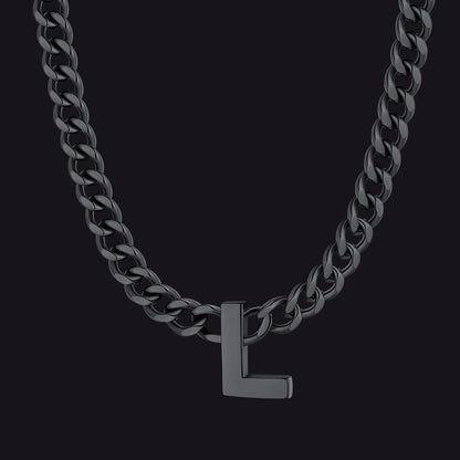 7mm Custom Initial Letter Cuban Link Chain Necklace for