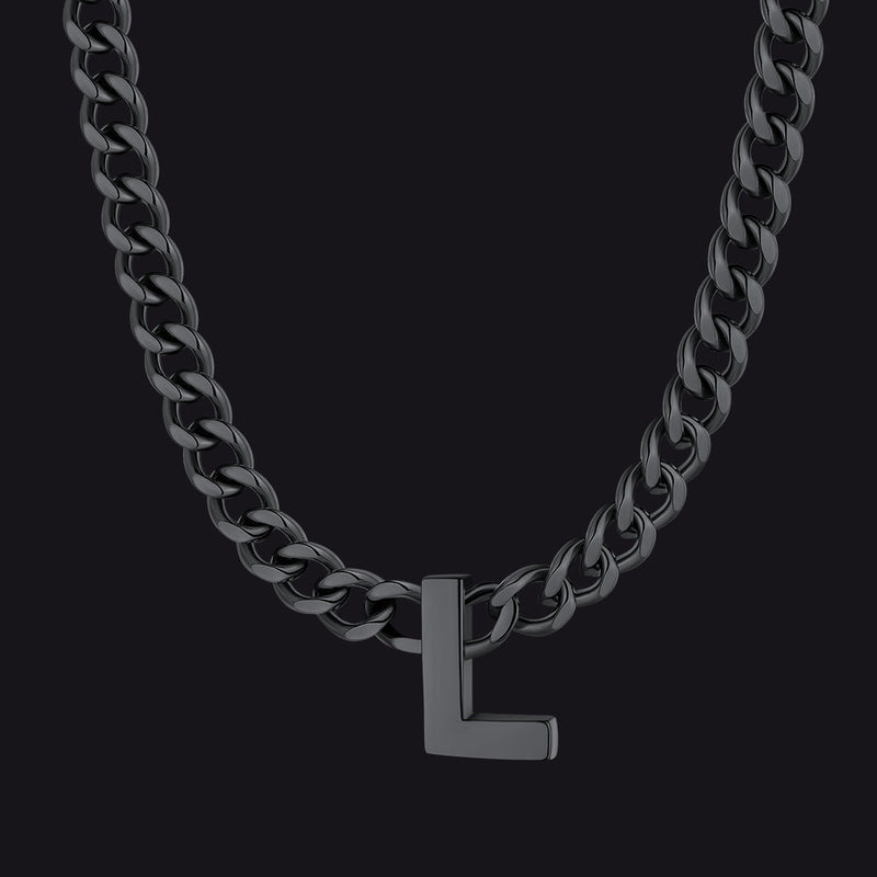 7mm Custom Initial Letter Cuban Link Chain Necklace for