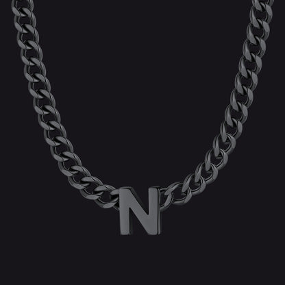 7mm Custom Initial Letter Cuban Link Chain Necklace for