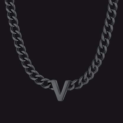 7mm Custom Initial Letter Cuban Link Chain Necklace for