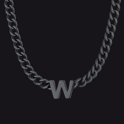 7mm Custom Initial Letter Cuban Link Chain Necklace for