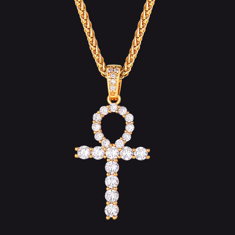 Ankh Cross Necklace With Zirconia for