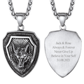 Engraved Viking Nordic Wolf Necklace Amulet Pendant for