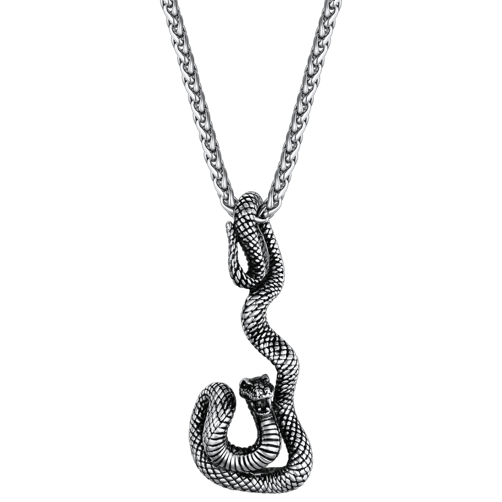 Flash Gothic Snake Pendant Necklace for