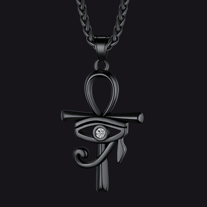 Egyptian Ankh Cross Necklace Pendant With Eye of Horus