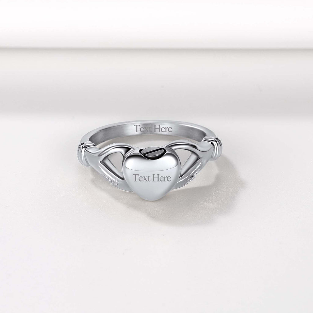 Customized Claddagh Heart Celtic Knot Urn Ashes Ring for