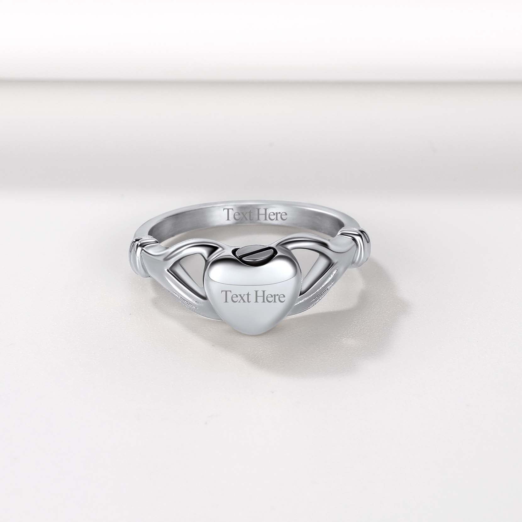 Customized Claddagh Heart Celtic Knot Urn Ashes Ring for