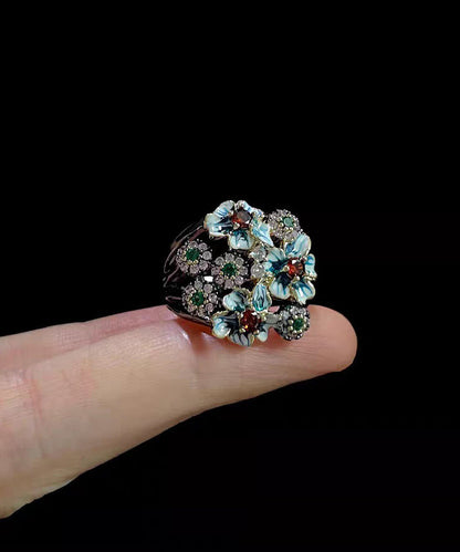 Retro Blue Zircon Exaggeration Alloy Rings
