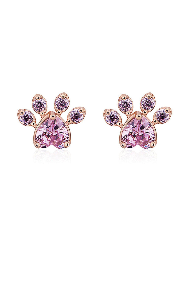 Rhinestone Footprint Shape Earrings