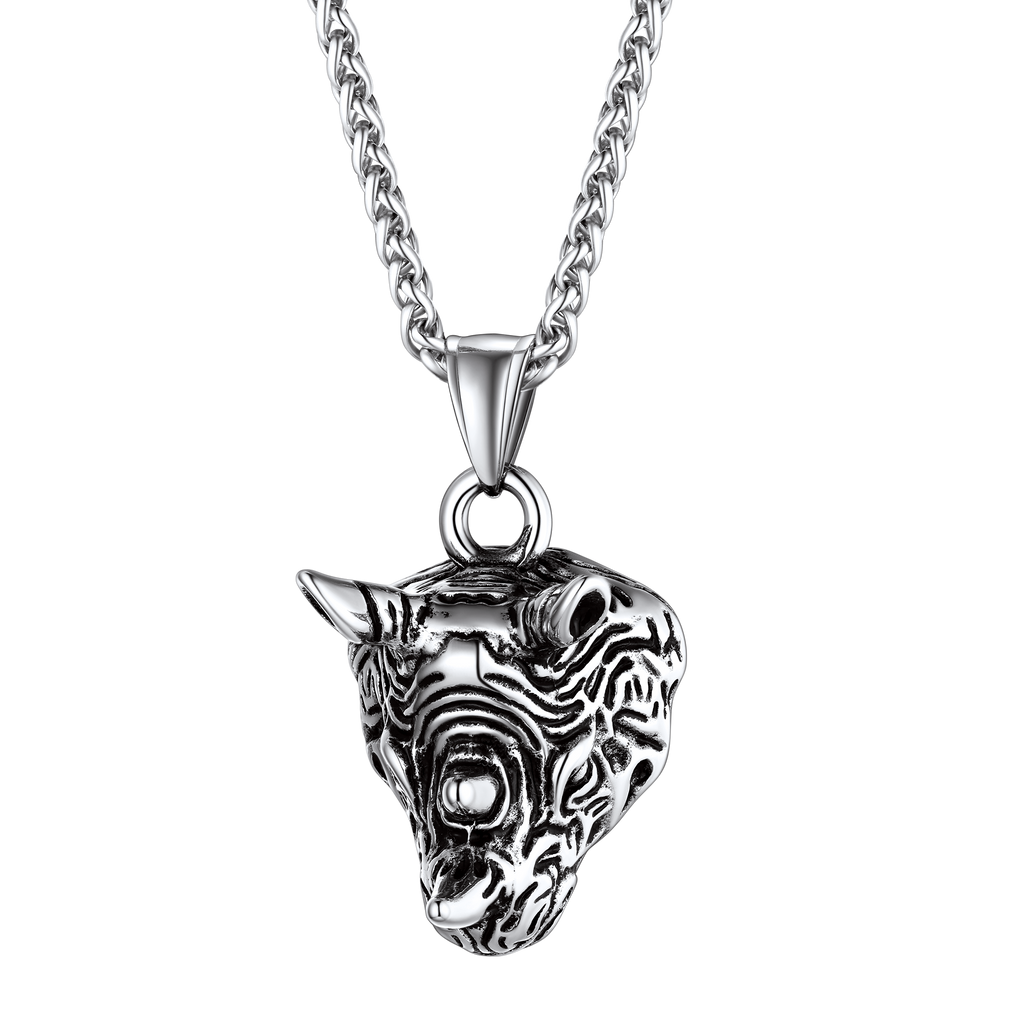 Flash Gothic Rhinoceros Pendant Necklace