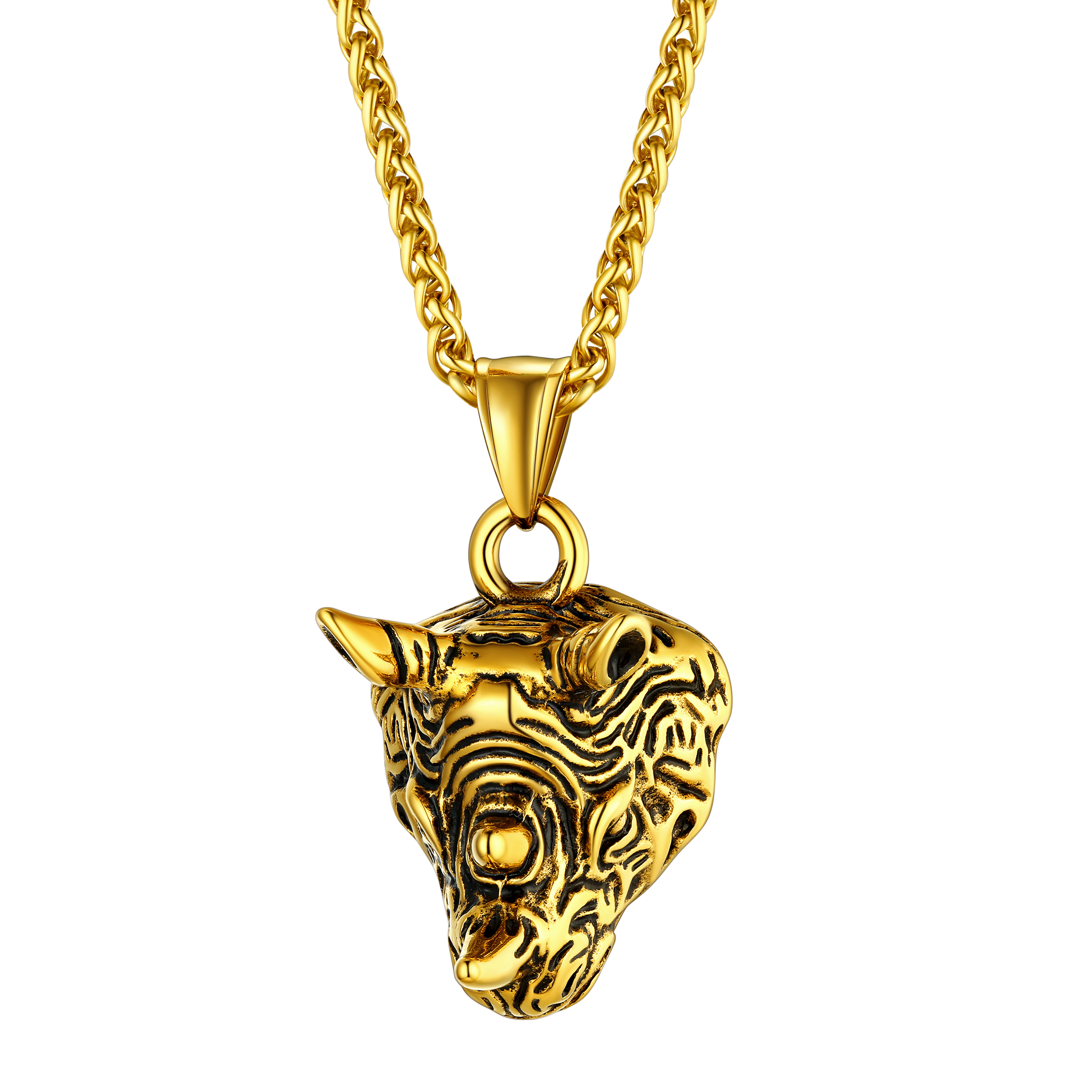 Flash Gothic Rhinoceros Pendant Necklace