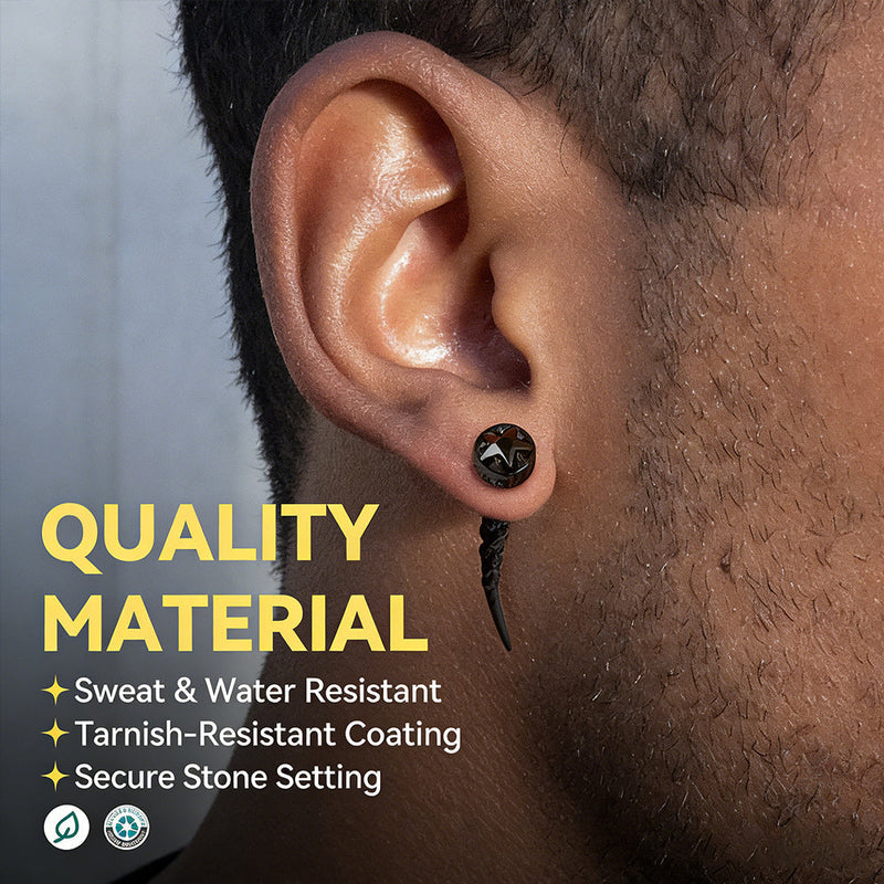 Viking Rune Fang Stud Earrings for ��� Nordic Star Cz Earrings