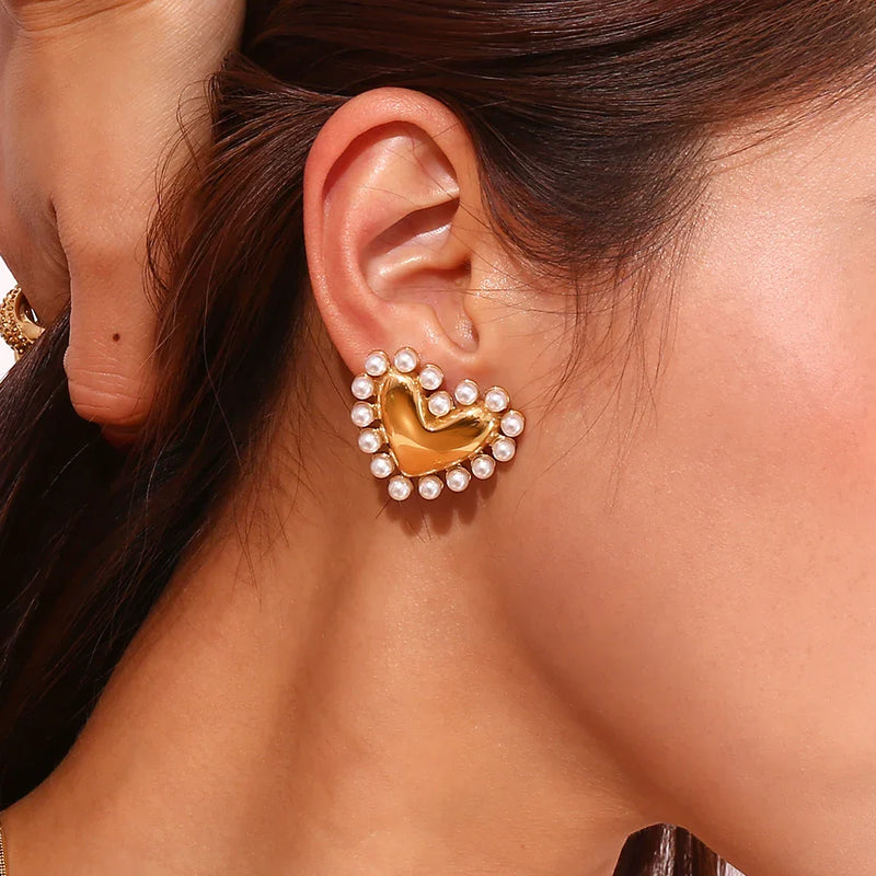 Heart & Pearl Earrings