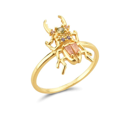 Sterling Silver Zircon Beetle Ring