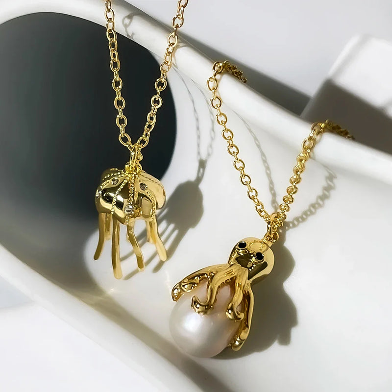 18k Gold Plated Jellyfish Necklace