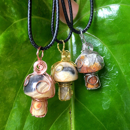 Wire Wrapped Mushroom Necklace