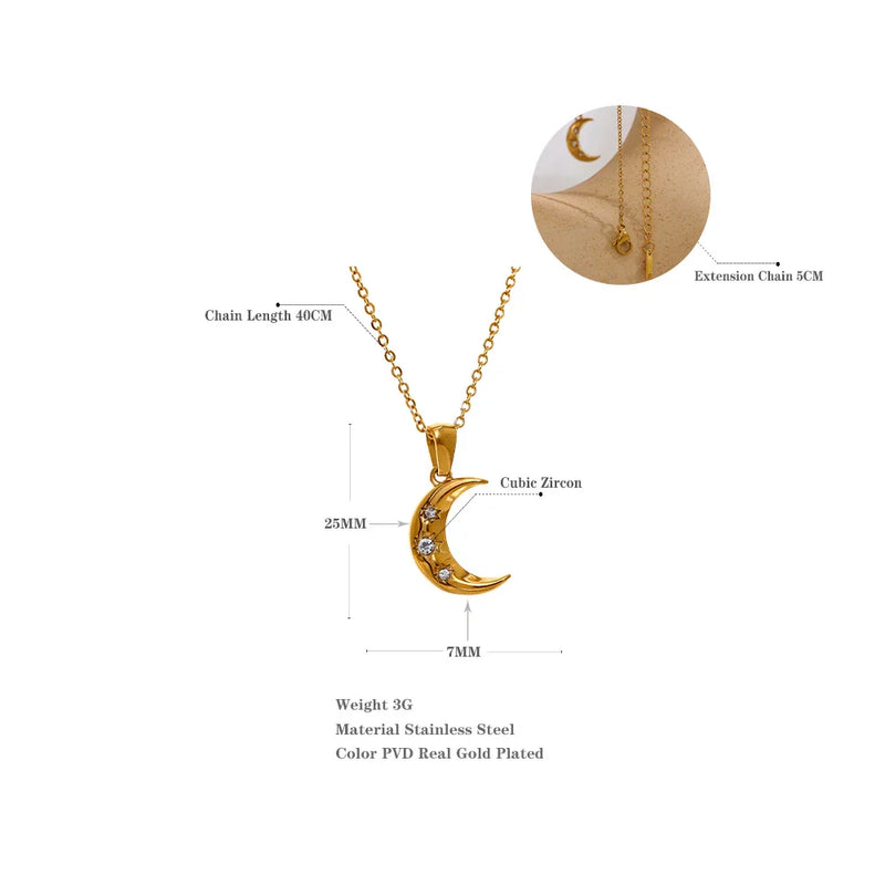 Crescent Moon & Star Necklace