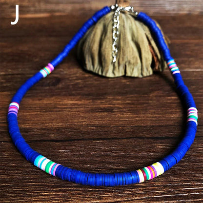 Soft Pottery Clay Beads Necklace Choker Necklace for Style Colorful Beaded Handmade Jewelry Gift