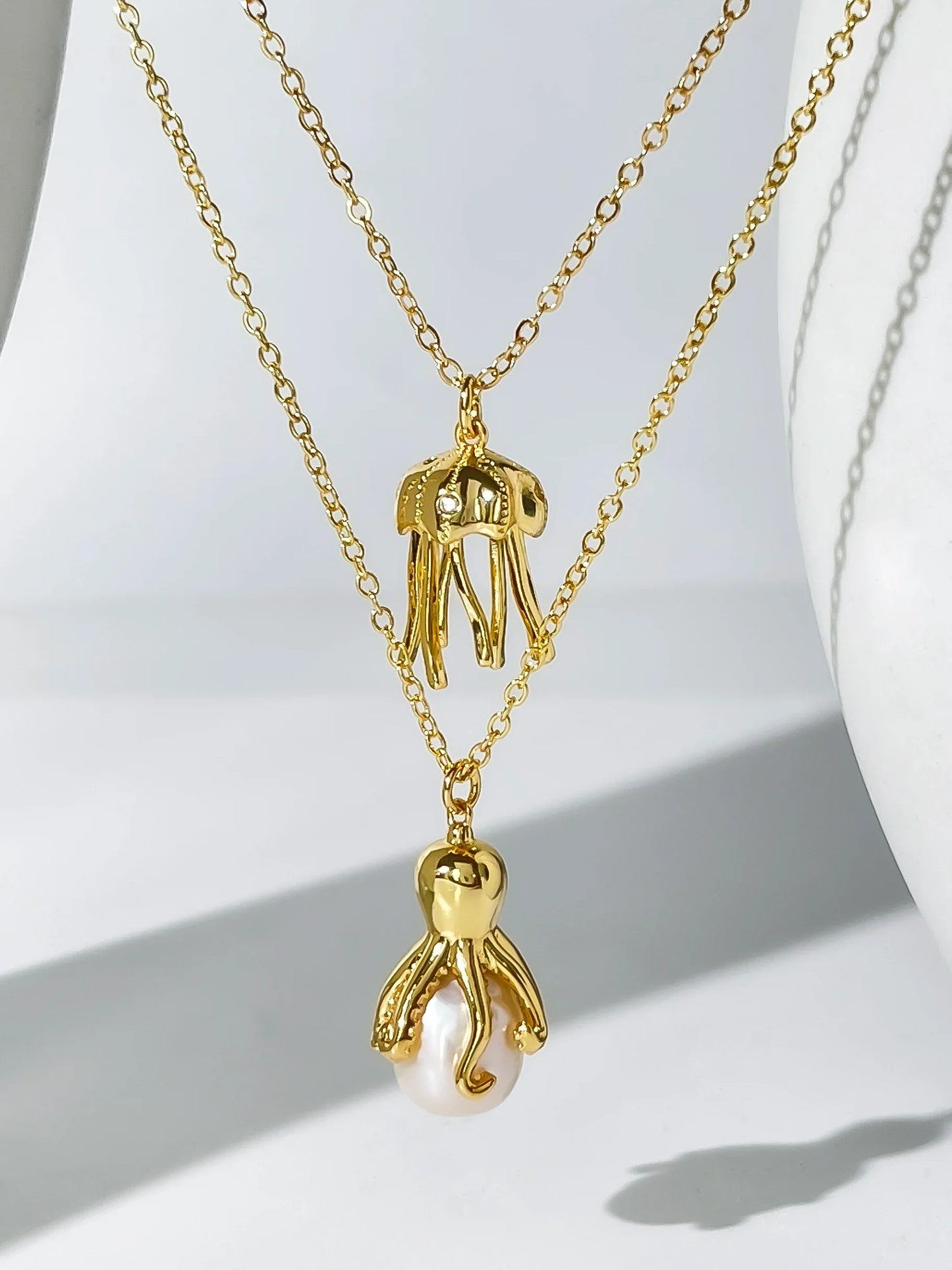 18k Gold Plated Jellyfish Necklace