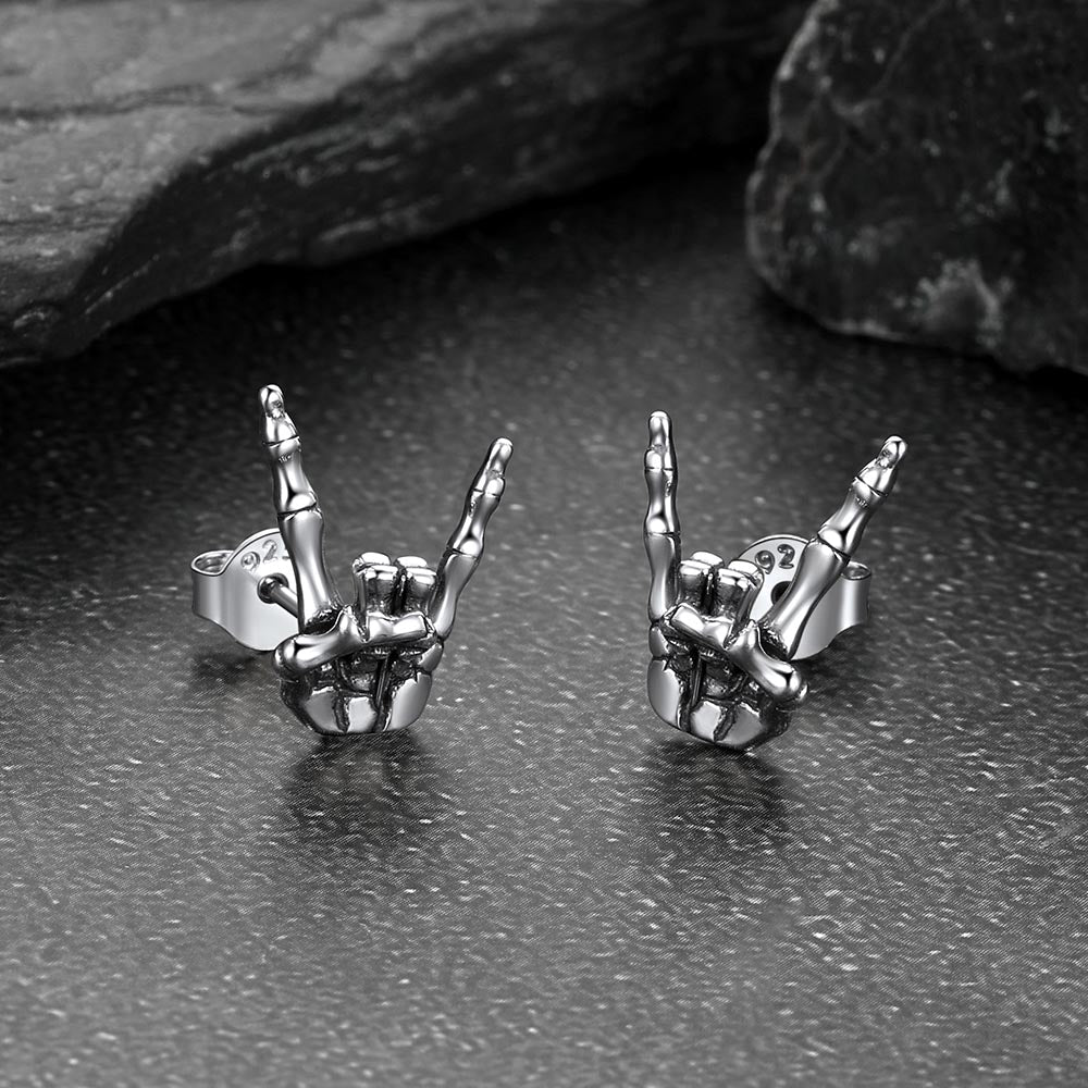 Skeleton Hand Stud Earrings for ��� 925 Sterling Silver Gothic Earrings