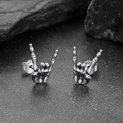 Skeleton Hand Stud Earrings for ��� 925 Sterling Silver Gothic Earrings