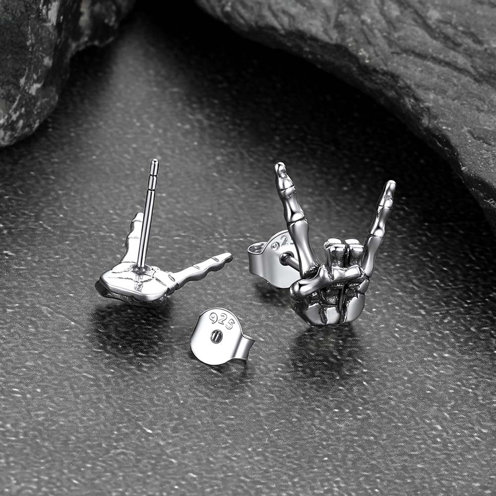 Skeleton Hand Stud Earrings for ��� 925 Sterling Silver Gothic Earrings