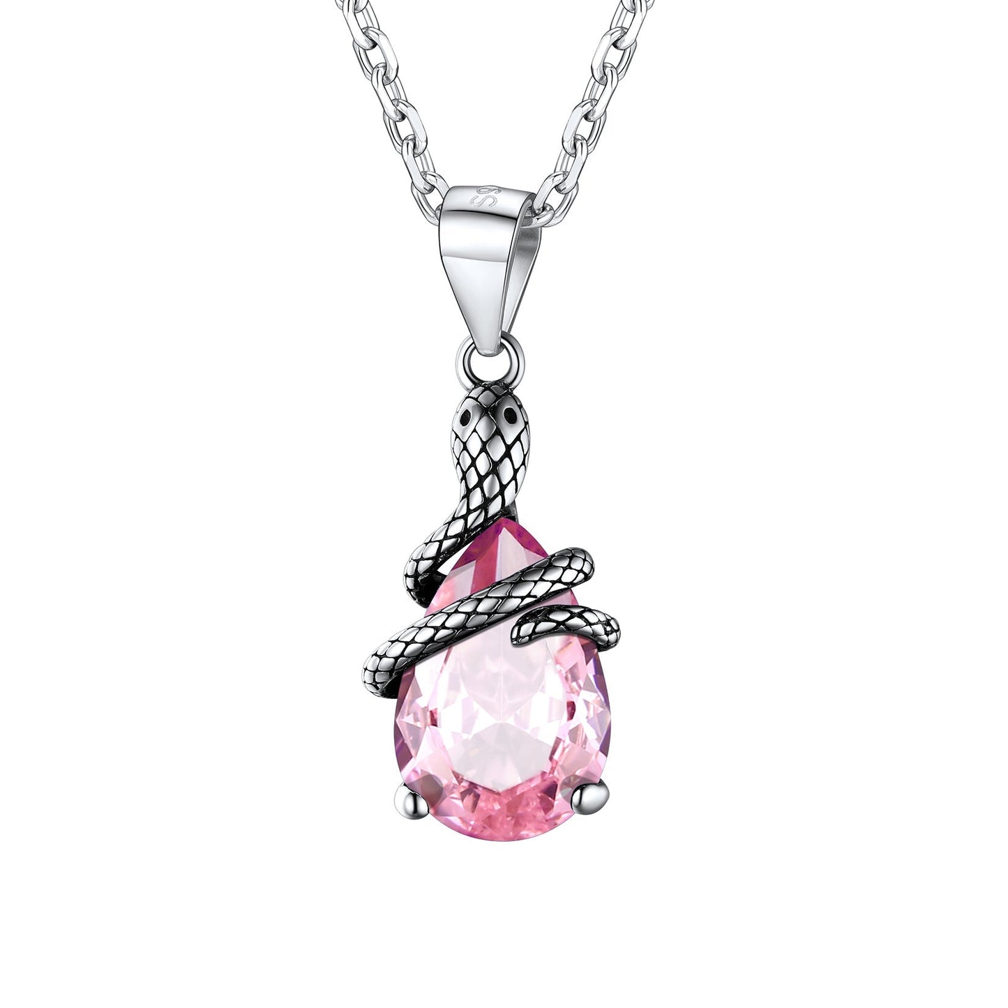 Crystal Snake Wrap Clear Quartz Birthstone Necklace