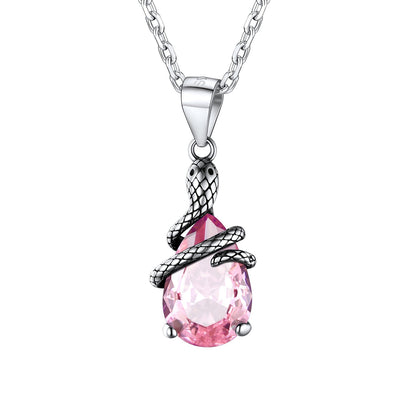 Crystal Snake Wrap Clear Quartz Birthstone Necklace