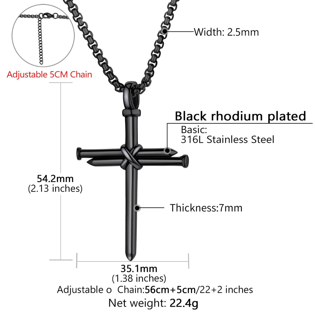 Christian Nail Cross Pendant Necklace for