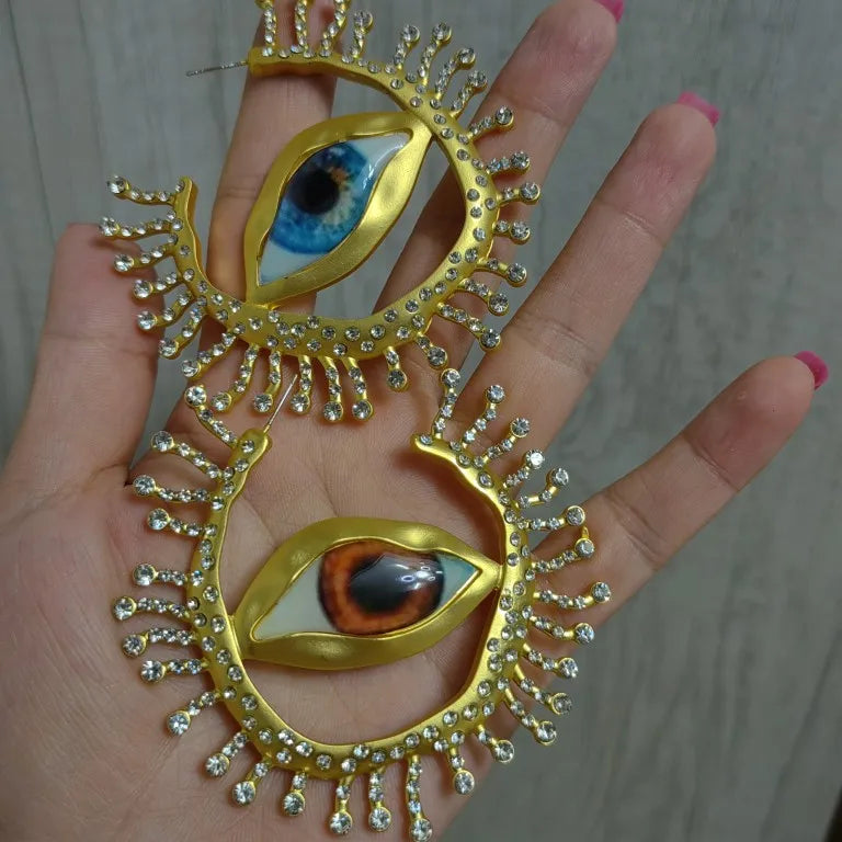 Asymmetrical Eye Hoop Earrings