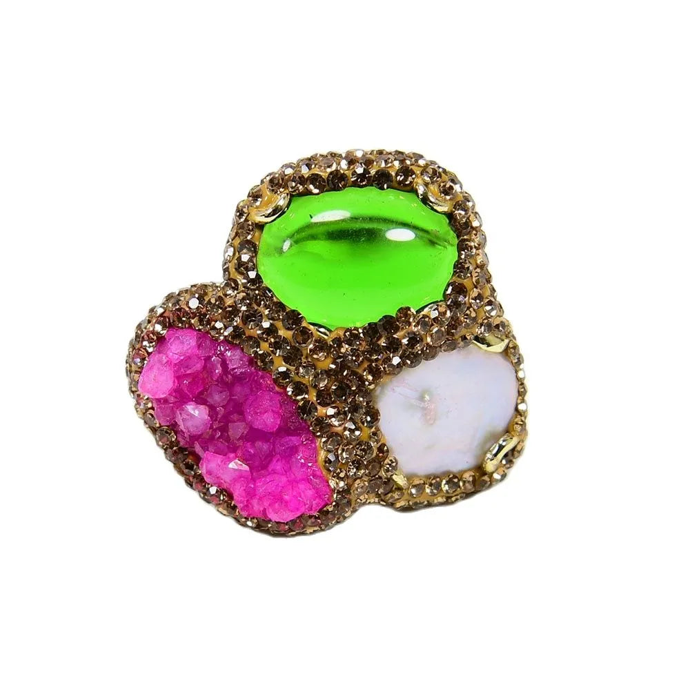 Pearl & Agate Druzy Ring