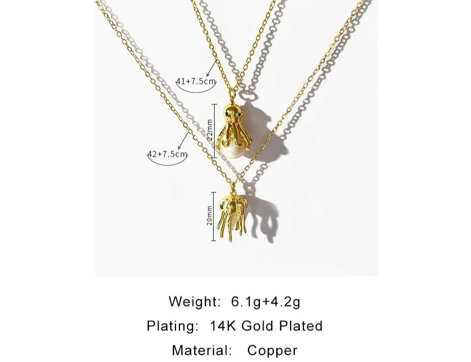 18k Gold Plated Jellyfish Necklace