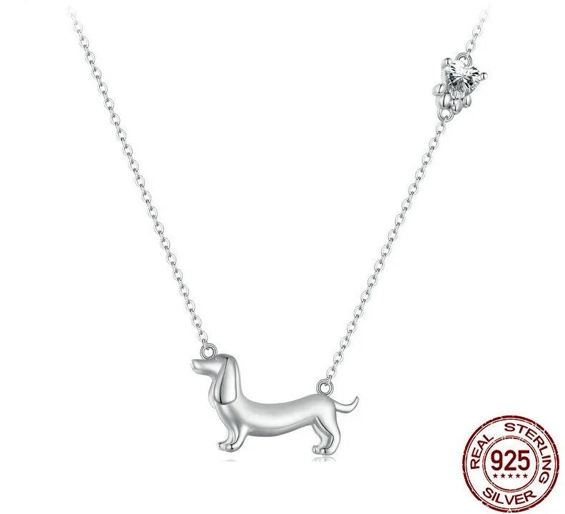 Sterling Silver Dachshund Necklace