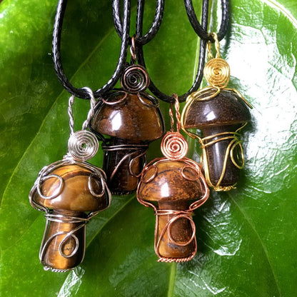 Wire Wrapped Mushroom Necklace