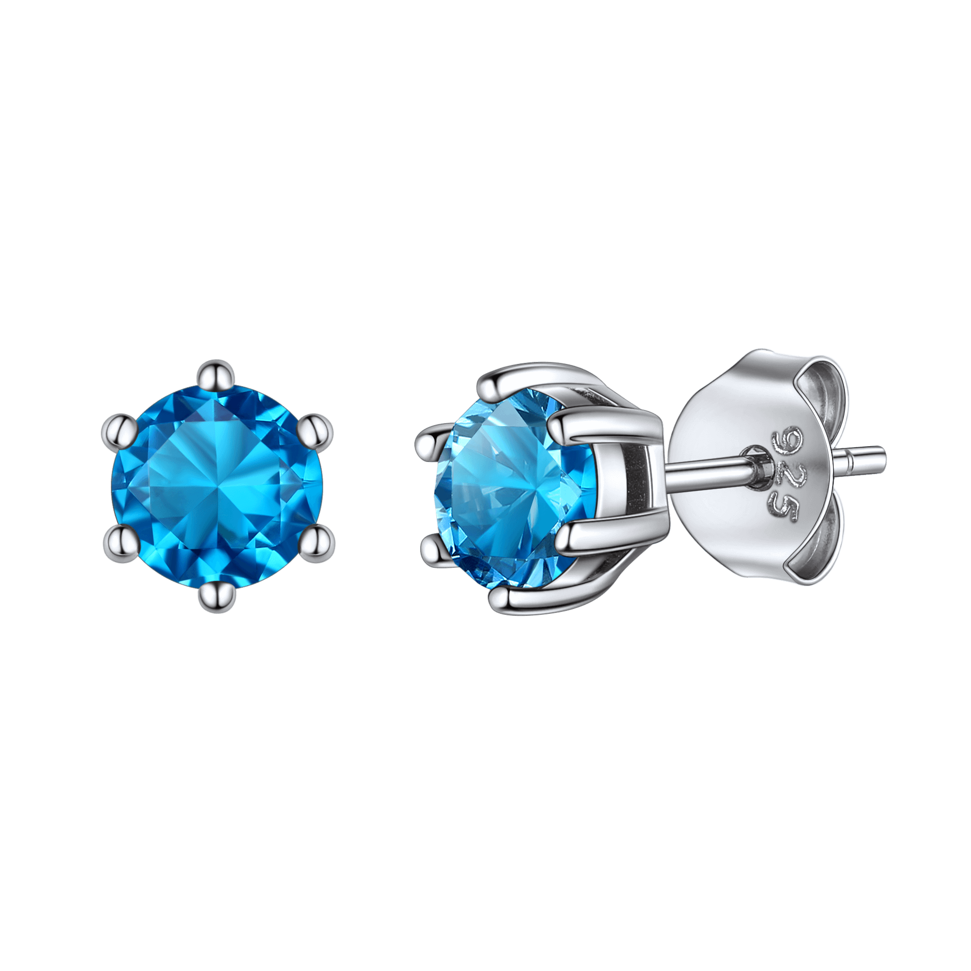925 Sterling Silver Birthstone Stud Earrings for
