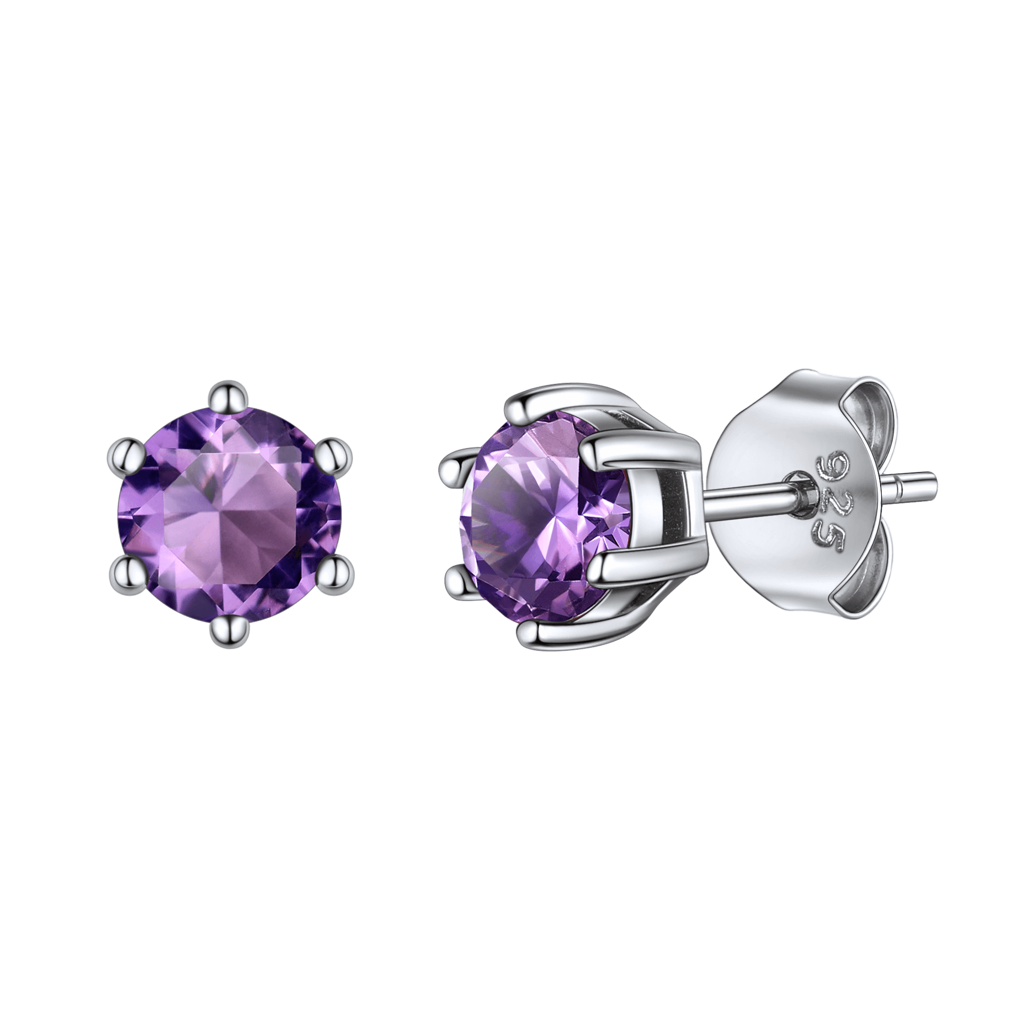 925 Sterling Silver Birthstone Stud Earrings for