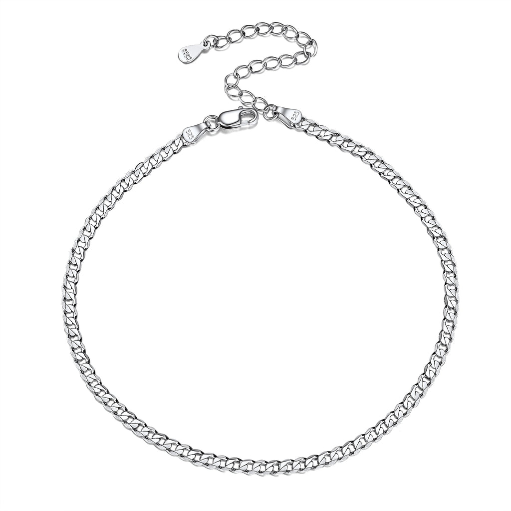 3mm Sterling Silver Cuaba Chain Anklet for