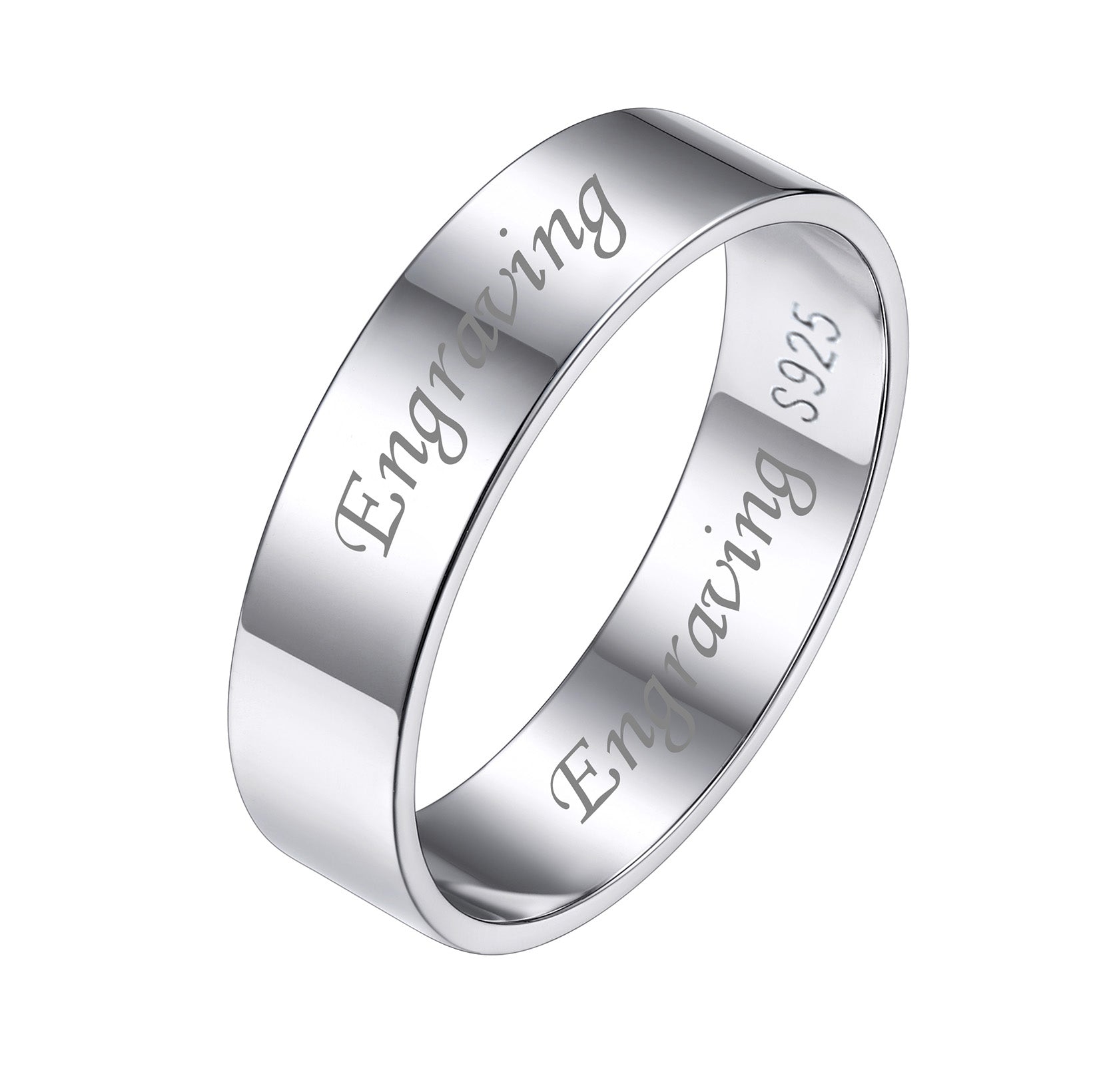 925 Sterling Silver Custom Simple Band Ring for Couple , 3mm/5mm