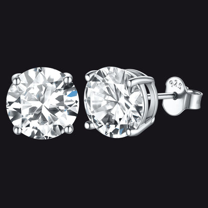 Sterling Silver Diamond Stud Earrings for