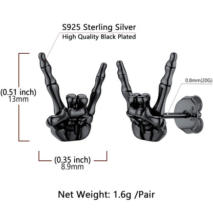 Skeleton Hand Stud Earrings for ��� 925 Sterling Silver Gothic Earrings