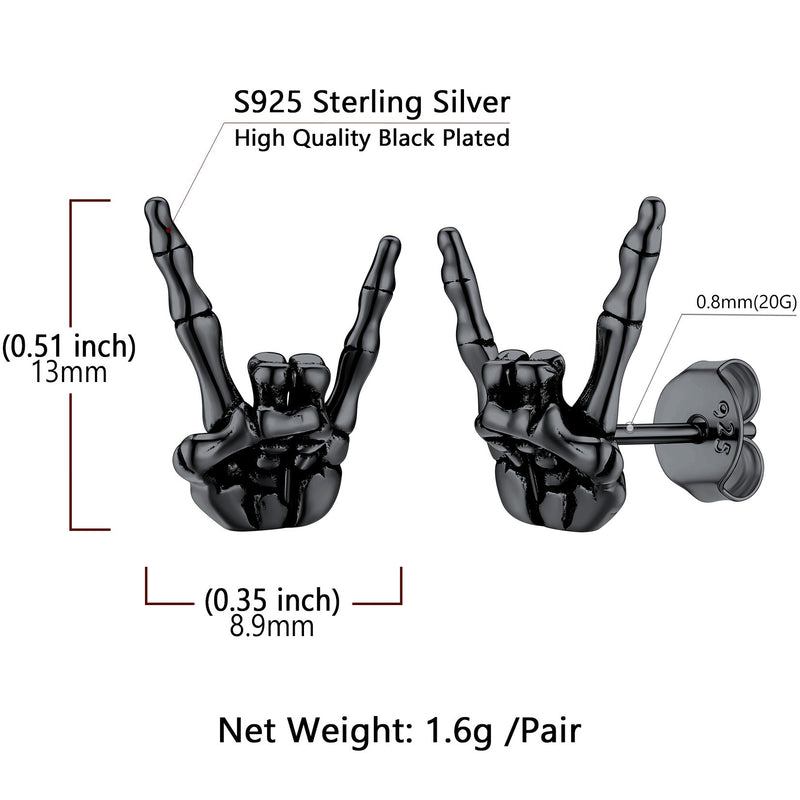 Skeleton Hand Stud Earrings for ��� 925 Sterling Silver Gothic Earrings