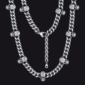 9mm Gothic Skull Cuban Link Chain Choker Necklace for