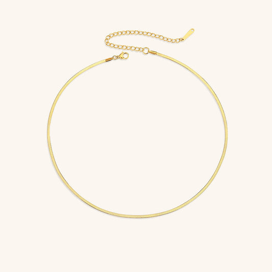 Sleek Grace - Gold Herringbone Necklace