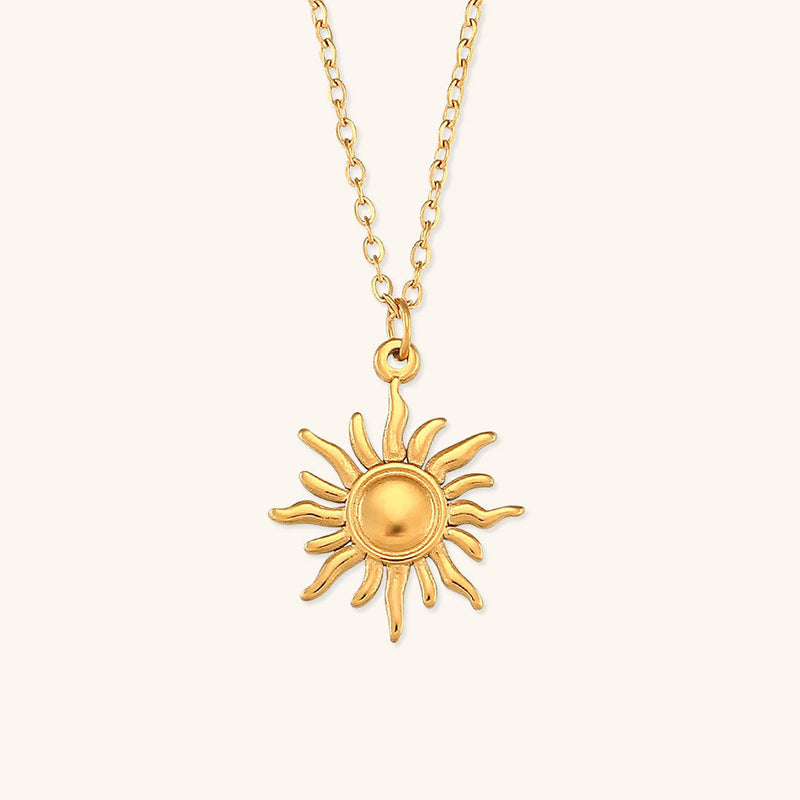 Solar Radiance - Gold Sun Pendant Necklace