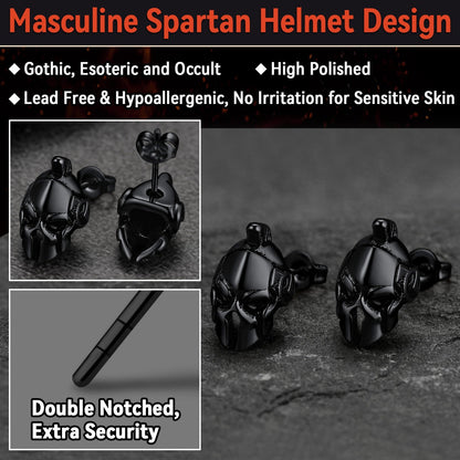 Ancient Greek Spartan Helmet Stud Earrings for