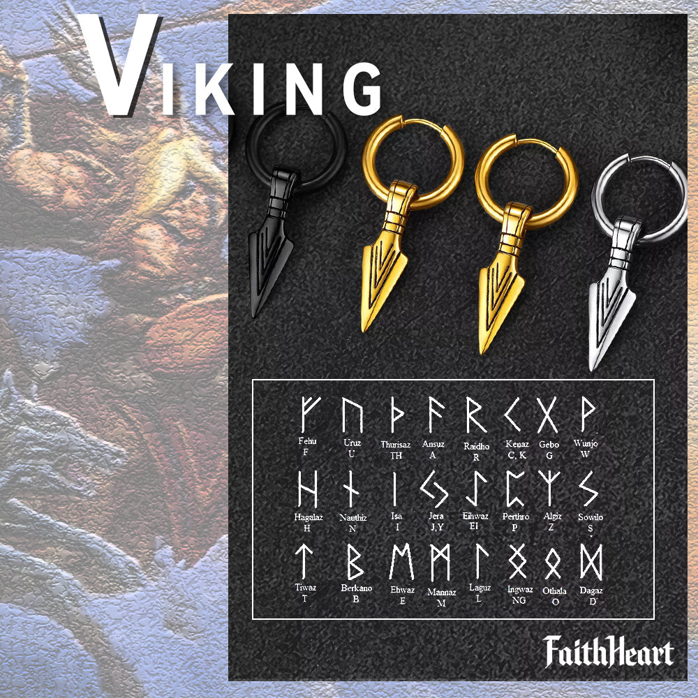 Viking Earrings for ��� Arrowhead Spear Gungnir Drop Hoop Earrings