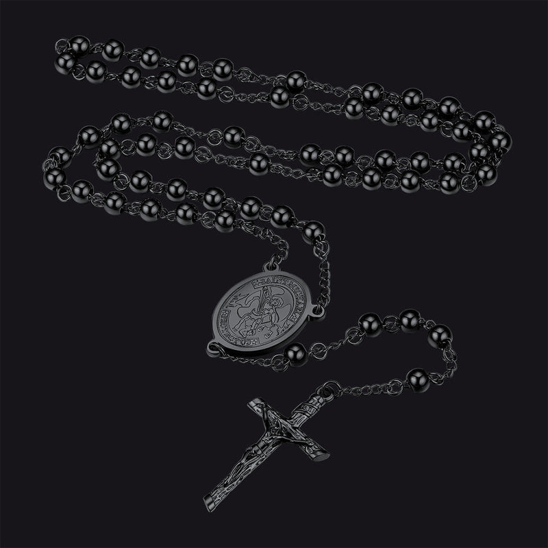 Catholic St. Michael Rosary Bead Necklace