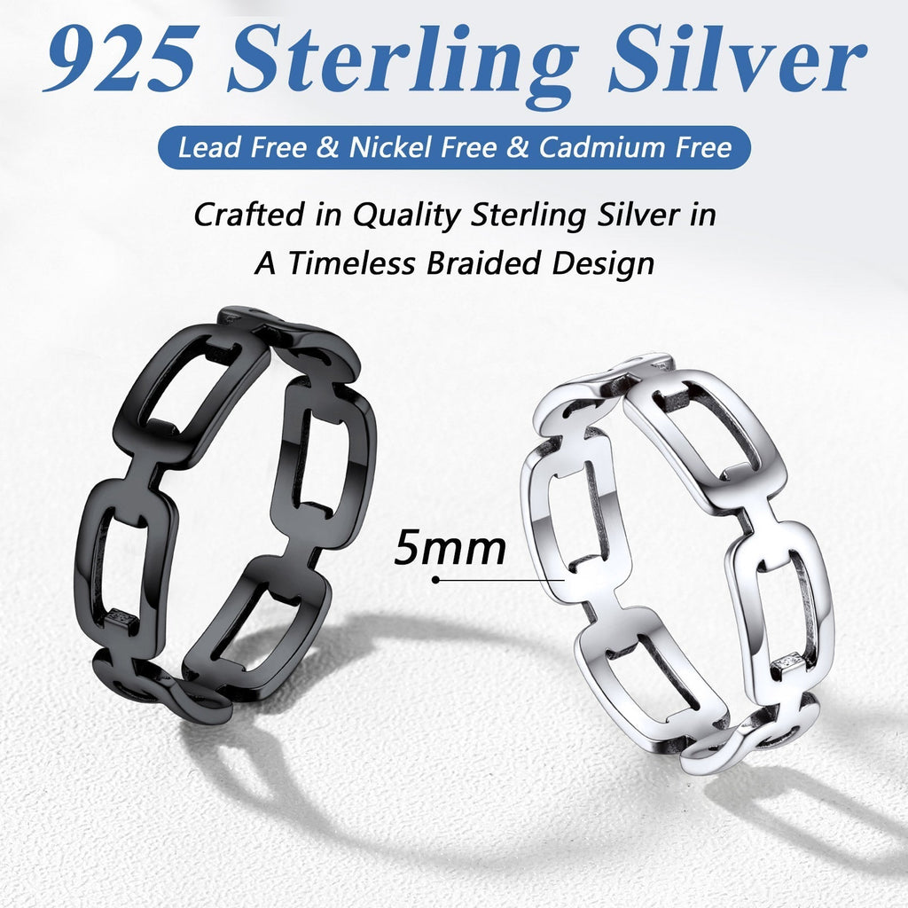 925 Sterling Silver Chain Link Rings for