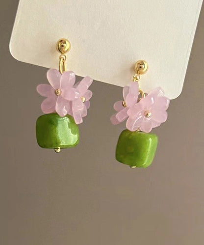 Style Colorblock Sterling Silver Resin Stud Earrings