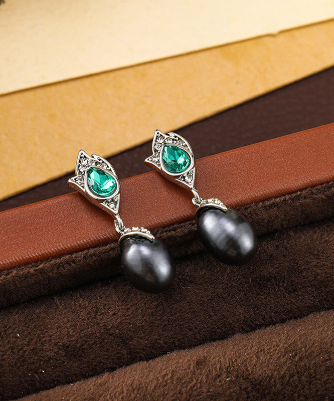 Style Silk Copper Silvering Pearl Glass Tassel Drop Earrings